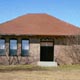 The Baxter Community Center — the old schoolhouse — as seen from the front.